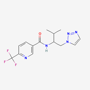 molecular formula C14H16F3N5O B2600725 N-(3-methyl-1-(1H-1,2,3-triazol-1-yl)butan-2-yl)-6-(trifluoromethyl)nicotinamide CAS No. 2034334-81-9