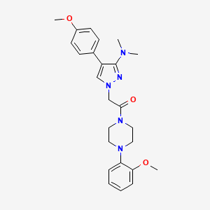 molecular formula C25H31N5O3 B2600733 2-[3-(dimethylamino)-4-(4-methoxyphenyl)-1H-pyrazol-1-yl]-1-[4-(2-methoxyphenyl)piperazin-1-yl]ethan-1-one CAS No. 1243049-19-5