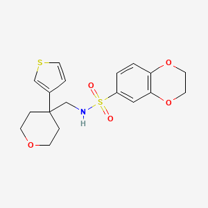 molecular formula C18H21NO5S2 B2600741 N-{[4-(thiophen-3-yl)oxan-4-yl]methyl}-2,3-dihydro-1,4-benzodioxine-6-sulfonamide CAS No. 2319838-10-1