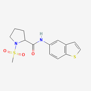 molecular formula C14H16N2O3S2 B2600747 N-(1-benzothiophen-5-yl)-1-methanesulfonylpyrrolidine-2-carboxamide CAS No. 1188363-04-3