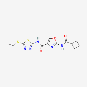 molecular formula C13H15N5O3S2 B2600751 2-(cyclobutanecarboxamido)-N-(5-(ethylthio)-1,3,4-thiadiazol-2-yl)oxazole-4-carboxamide CAS No. 1396843-52-9