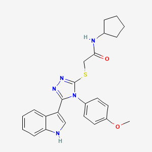 molecular formula C24H25N5O2S B2600791 2-((5-(1H-indol-3-yl)-4-(4-methoxyphenyl)-4H-1,2,4-triazol-3-yl)thio)-N-cyclopentylacetamide CAS No. 946377-81-7