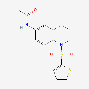 molecular formula C15H16N2O3S2 B2600798 N-[1-(thiophene-2-sulfonyl)-1,2,3,4-tetrahydroquinolin-6-yl]acetamide CAS No. 941971-80-8