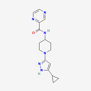 molecular formula C16H20N6O B2600815 N-[1-(5-cyclopropyl-1H-pyrazol-3-yl)piperidin-4-yl]pyrazine-2-carboxamide CAS No. 2034200-73-0