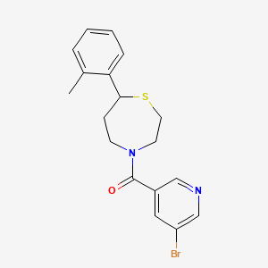 molecular formula C18H19BrN2OS B2600833 (5-Bromopyridin-3-yl)(7-(o-tolyl)-1,4-thiazepan-4-yl)methanone CAS No. 1787882-55-6