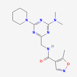 molecular formula C16H23N7O2 B2600885 N-((4-(dimethylamino)-6-(piperidin-1-yl)-1,3,5-triazin-2-yl)methyl)-5-methylisoxazole-4-carboxamide CAS No. 2034541-92-7