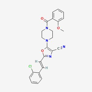 molecular formula C24H21ClN4O3 B2600894 2-[(E)-2-(2-chlorophenyl)ethenyl]-5-[4-(2-methoxybenzoyl)piperazin-1-yl]-1,3-oxazole-4-carbonitrile CAS No. 941008-43-1