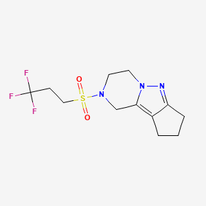 molecular formula C12H16F3N3O2S B2600902 11-(3,3,3-trifluoropropanesulfonyl)-7,8,11-triazatricyclo[6.4.0.0^{2,6}]dodeca-1,6-diene CAS No. 2034414-49-6