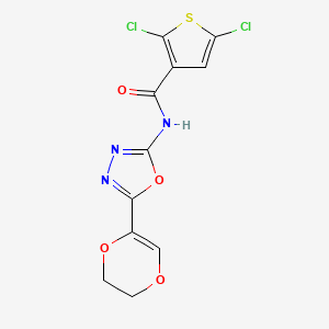 2,5-dichloro-N-(5-(5,6-dihydro-1,4-dioxin-2-yl)-1,3,4-oxadiazol-2-yl)thiophene-3-carboxamide
