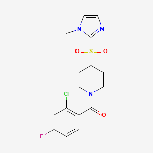 (2-chloro-4-fluorophenyl)(4-((1-methyl-1H-imidazol-2-yl)sulfonyl)piperidin-1-yl)methanone