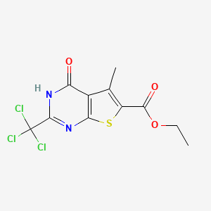 ethyl 5-methyl-4-oxo-2-(trichloromethyl)-3H-thieno[2,3-d]pyrimidine-6-carboxylate