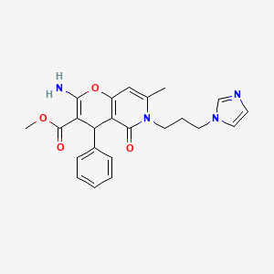 methyl 6-(3-(1H-imidazol-1-yl)propyl)-2-amino-7-methyl-5-oxo-4-phenyl-5,6-dihydro-4H-pyrano[3,2-c]pyridine-3-carboxylate