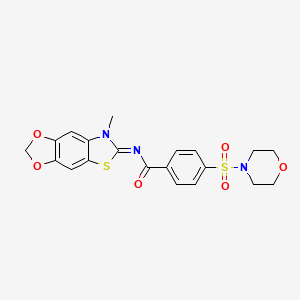 molecular formula C20H19N3O6S2 B2600930 N-(7-methyl-[1,3]dioxolo[4,5-f][1,3]benzothiazol-6-ylidene)-4-morpholin-4-ylsulfonylbenzamide CAS No. 892857-20-4