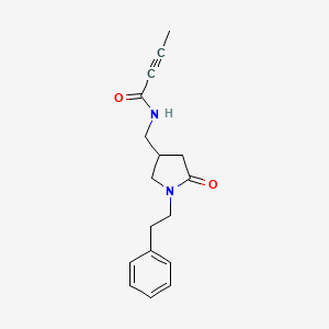 molecular formula C17H20N2O2 B2600949 N-[[5-Oxo-1-(2-phenylethyl)pyrrolidin-3-yl]methyl]but-2-ynamide CAS No. 2411278-47-0