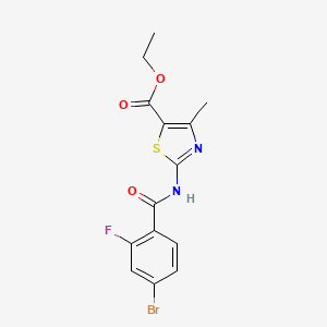molecular formula C14H12BrFN2O3S B2600957 ETHYL 2-(4-BROMO-2-FLUOROBENZAMIDO)-4-METHYL-1,3-THIAZOLE-5-CARBOXYLATE CAS No. 330677-65-1