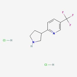 molecular formula C10H13Cl2F3N2 B2600964 2-(Pyrrolidin-3-yl)-5-(trifluoromethyl)pyridine dihydrochloride CAS No. 1909318-71-3