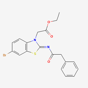 molecular formula C19H17BrN2O3S B2600969 (Z)-ethyl 2-(6-bromo-2-((2-phenylacetyl)imino)benzo[d]thiazol-3(2H)-yl)acetate CAS No. 865247-14-9