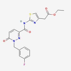 molecular formula C19H17FN4O4S B2600985 Ethyl 2-(2-(1-(3-fluorobenzyl)-6-oxo-1,6-dihydropyridazine-3-carboxamido)thiazol-4-yl)acetate CAS No. 1040664-49-0
