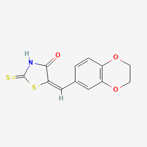 molecular formula C12H9NO3S2 B2600993 2-Thioxo-5-(2,3-dihydro-1,4-benzodioxin-6-ylmethylene)thiazolidine-4-one CAS No. 876546-80-4