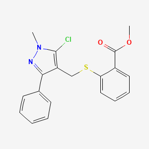 methyl 2-{[(5-chloro-1-methyl-3-phenyl-1H-pyrazol-4-yl)methyl]sulfanyl}benzenecarboxylate