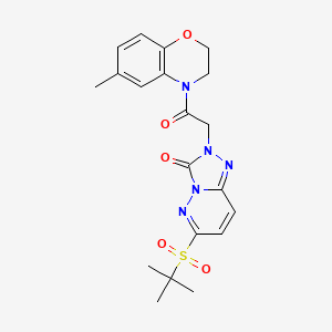 molecular formula C20H23N5O5S B2601006 2-[2-(6-methyl-3,4-dihydro-2H-1,4-benzoxazin-4-yl)-2-oxoethyl]-6-(2-methylpropane-2-sulfonyl)-2H,3H-[1,2,4]triazolo[4,3-b]pyridazin-3-one CAS No. 1105226-29-6