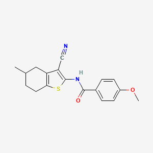 molecular formula C18H18N2O2S B2601009 N-(3-cyano-5-methyl-4,5,6,7-tetrahydro-1-benzothiophen-2-yl)-4-methoxybenzamide CAS No. 313404-14-7