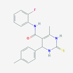 molecular formula C19H18FN3OS B2601018 N-(2-fluorophenyl)-6-methyl-2-thioxo-4-(p-tolyl)-1,2,3,4-tetrahydropyrimidine-5-carboxamide CAS No. 865591-69-1