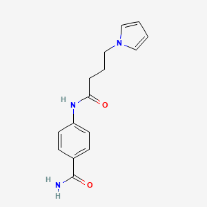 molecular formula C15H17N3O2 B2601047 4-(4-(1H-pyrrol-1-yl)butanamido)benzamide CAS No. 1251632-41-3