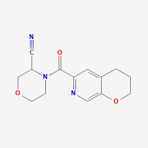 molecular formula C14H15N3O3 B2601080 4-(3,4-Dihydro-2H-pyrano[2,3-c]pyridine-6-carbonyl)morpholine-3-carbonitrile CAS No. 2223870-99-1
