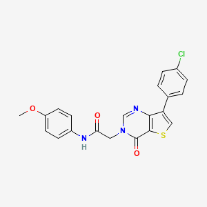 molecular formula C21H16ClN3O3S B2601103 2-[7-(4-chlorophenyl)-4-oxo-3H,4H-thieno[3,2-d]pyrimidin-3-yl]-N-(4-methoxyphenyl)acetamide CAS No. 1105223-16-2