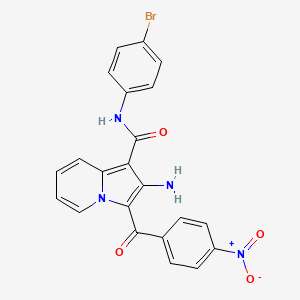 molecular formula C22H15BrN4O4 B2601160 2-amino-N-(4-bromophenyl)-3-(4-nitrobenzoyl)indolizine-1-carboxamide CAS No. 903343-93-1