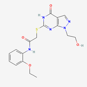molecular formula C17H19N5O4S B2601161 N-(2-ethoxyphenyl)-2-((1-(2-hydroxyethyl)-4-oxo-4,5-dihydro-1H-pyrazolo[3,4-d]pyrimidin-6-yl)thio)acetamide CAS No. 946379-42-6