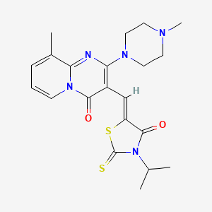 molecular formula C21H25N5O2S2 B2601173 (Z)-3-isopropyl-5-((9-methyl-2-(4-methylpiperazin-1-yl)-4-oxo-4H-pyrido[1,2-a]pyrimidin-3-yl)methylene)-2-thioxothiazolidin-4-one CAS No. 374095-80-4