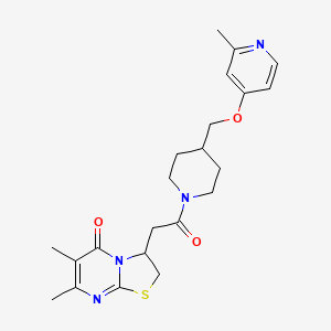 B2601174 6,7-Dimethyl-3-[2-[4-[(2-methylpyridin-4-yl)oxymethyl]piperidin-1-yl]-2-oxoethyl]-2,3-dihydro-[1,3]thiazolo[3,2-a]pyrimidin-5-one CAS No. 2379976-18-6