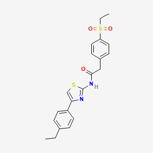 molecular formula C21H22N2O3S2 B2601192 N-(4-(4-ethylphenyl)thiazol-2-yl)-2-(4-(ethylsulfonyl)phenyl)acetamide CAS No. 919757-28-1