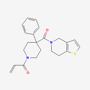 molecular formula C22H24N2O2S B2601197 1-[4-(6,7-Dihydro-4H-thieno[3,2-c]pyridine-5-carbonyl)-4-phenylpiperidin-1-yl]prop-2-en-1-one CAS No. 2202364-16-5