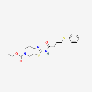 molecular formula C20H25N3O3S2 B2601200 ethyl 2-(4-(p-tolylthio)butanamido)-6,7-dihydrothiazolo[5,4-c]pyridine-5(4H)-carboxylate CAS No. 922456-34-6