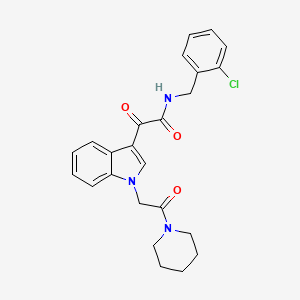 molecular formula C24H24ClN3O3 B2601260 N-[(2-chlorophenyl)methyl]-2-oxo-2-[1-(2-oxo-2-piperidin-1-ylethyl)indol-3-yl]acetamide CAS No. 872861-23-9