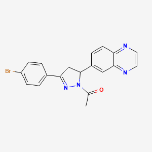 molecular formula C19H15BrN4O B2601277 1-(3-(4-bromophenyl)-5-(quinoxalin-6-yl)-4,5-dihydro-1H-pyrazol-1-yl)ethanone CAS No. 946258-62-4