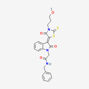 molecular formula C24H23N3O4S2 B2601294 (Z)-N-benzyl-2-(3-(3-(3-methoxypropyl)-4-oxo-2-thioxothiazolidin-5-ylidene)-2-oxoindolin-1-yl)acetamide CAS No. 865593-49-3