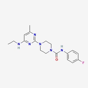 molecular formula C18H23FN6O B2601297 4-[4-(ethylamino)-6-methylpyrimidin-2-yl]-N-(4-fluorophenyl)piperazine-1-carboxamide CAS No. 923678-16-4