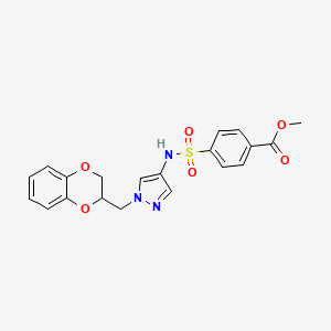 molecular formula C20H19N3O6S B2601323 methyl 4-({1-[(2,3-dihydro-1,4-benzodioxin-2-yl)methyl]-1H-pyrazol-4-yl}sulfamoyl)benzoate CAS No. 1795455-09-2