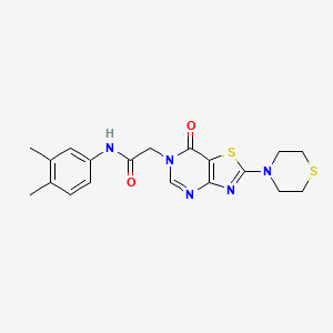 molecular formula C19H21N5O2S2 B2601327 N-(3,4-dimethylphenyl)-2-[7-oxo-2-(thiomorpholin-4-yl)-6H,7H-[1,3]thiazolo[4,5-d]pyrimidin-6-yl]acetamide CAS No. 1223949-49-2
