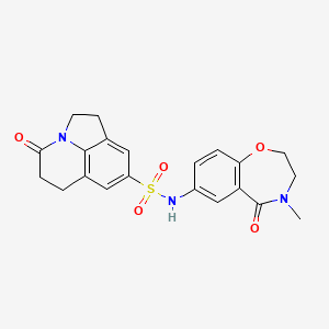 molecular formula C21H21N3O5S B2601333 N-(4-methyl-5-oxo-2,3,4,5-tetrahydro-1,4-benzoxazepin-7-yl)-11-oxo-1-azatricyclo[6.3.1.0^{4,12}]dodeca-4(12),5,7-triene-6-sulfonamide CAS No. 1448066-34-9
