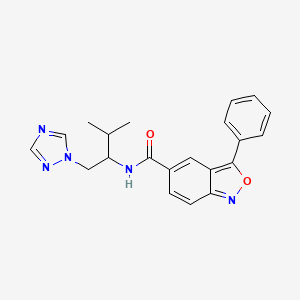 molecular formula C21H21N5O2 B2601398 N-(3-methyl-1-(1H-1,2,4-triazol-1-yl)butan-2-yl)-3-phenylbenzo[c]isoxazole-5-carboxamide CAS No. 2034382-22-2
