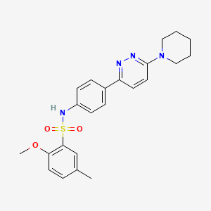 molecular formula C23H26N4O3S B2601400 2-methoxy-5-methyl-N-{4-[6-(piperidin-1-yl)pyridazin-3-yl]phenyl}benzene-1-sulfonamide CAS No. 1173057-68-5