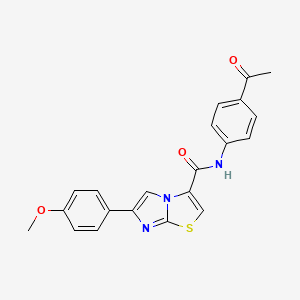 molecular formula C21H17N3O3S B2601416 N-(4-acetylphenyl)-6-(4-methoxyphenyl)imidazo[2,1-b][1,3]thiazole-3-carboxamide CAS No. 1049451-85-5