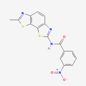 molecular formula C16H10N4O3S2 B2601436 N-{11-methyl-3,12-dithia-5,10-diazatricyclo[7.3.0.0^{2,6}]dodeca-1(9),2(6),4,7,10-pentaen-4-yl}-3-nitrobenzamide CAS No. 325978-35-6