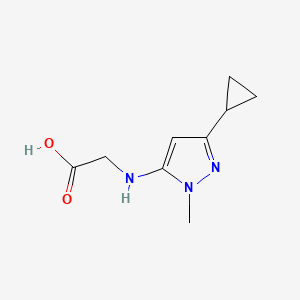 molecular formula C9H13N3O2 B2601462 2-[(5-Cyclopropyl-2-methylpyrazol-3-yl)amino]acetic acid CAS No. 2247207-57-2