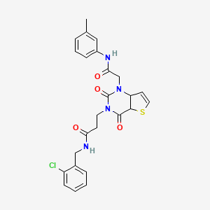 molecular formula C25H23ClN4O4S B2601487 N-[(2-chlorophenyl)methyl]-3-(1-{[(3-methylphenyl)carbamoyl]methyl}-2,4-dioxo-1H,2H,3H,4H-thieno[3,2-d]pyrimidin-3-yl)propanamide CAS No. 899936-31-3